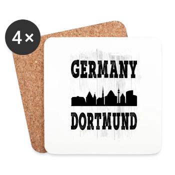 Dortmund Germany City Skyline Home Love - Coasters (set of 4) - white - Front