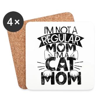 i'm not a regular mom i'm a cat mom - Katzenspruch - Untersetzer (4er-Set) - Weiß - Vorne