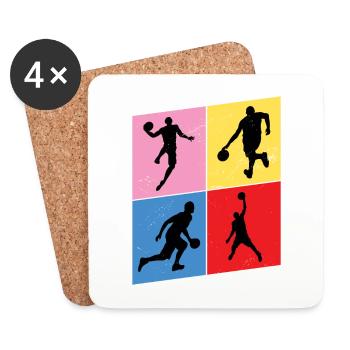 Basketteur Basketteur Vintage Rétro - Dessous de verre (lot de 4) - blanc - Devant