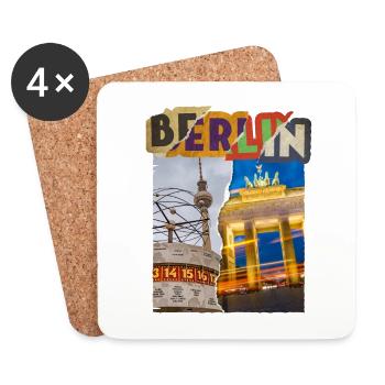 Berlin Germany City Skyline Vintage Retro - Coasters (set of 4) - white - Front