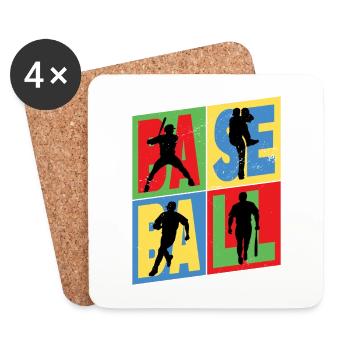 Baseball Baseball Player USA Sport Vintage Retro - Dessous de verre (lot de 4) - blanc - Devant