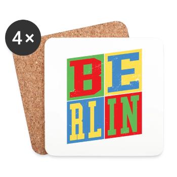 Berlin Germany City Colorful Skyline Home - Coasters (set of 4) - white - Front
