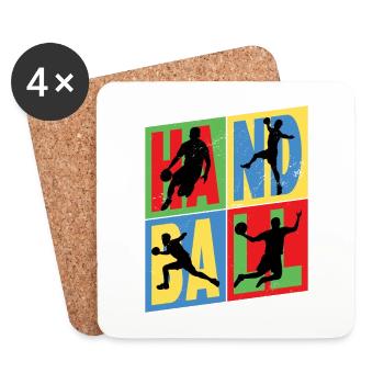 Handball Handball Player Handball Player Vintage Retro - Dessous de verre (lot de 4) - blanc - Devant