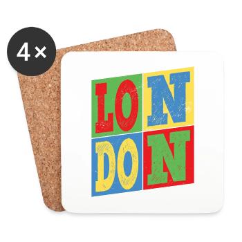 London England UK City Colorful Skyline Home - Coasters (set of 4) - white - Front