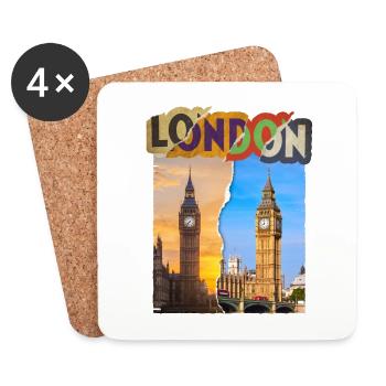 London England UK City Skyline Vintage Retro - Coasters (set of 4) - white - Front