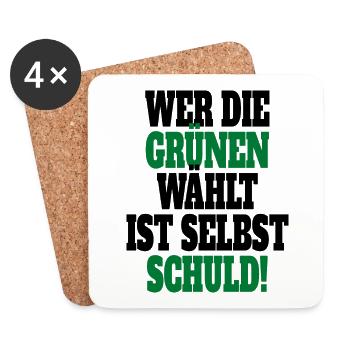 Witze Grüne Die Grünen Habeck Baerbock Partei - Untersetzer (4er-Set) - Weiß - Vorne