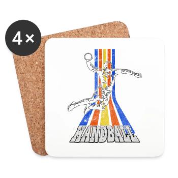 Handball Handball Player Handball Player Vintage Retro - Dessous de verre (lot de 4) - blanc - Devant