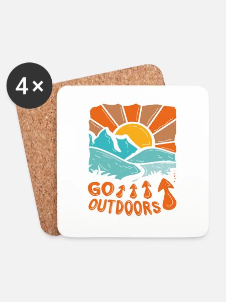 Go outdoors - Untersetzer (4er-Set) - Weiß