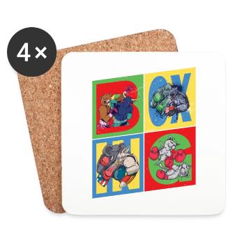 Boxen Boxer Boxkampf Sport Tiere Cartoon Comic - Untersetzer (4er-Set) - Weiß - Vorne
