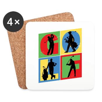 Golf Golf Golfer Sport Hobby Club Vintage - Coasters (set of 4) - white - Front