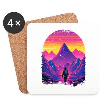 Randonnée, Montagne, Alpinisme, Escalade, Nature - Dessous de verre (lot de 4) - blanc - Devant