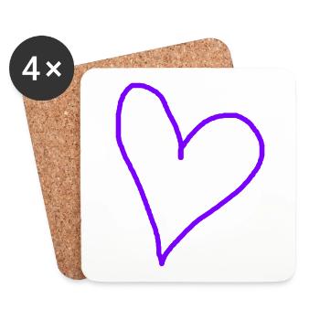 Herz lila Geschenkidee violett Liebe verliebt - Untersetzer (4er-Set) - Weiß - Vorne
