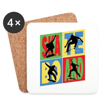 Skateboarding Skate Skater Skateboard Sk8 Vintage - Untersetzer (4er-Set) - Weiß - Vorne