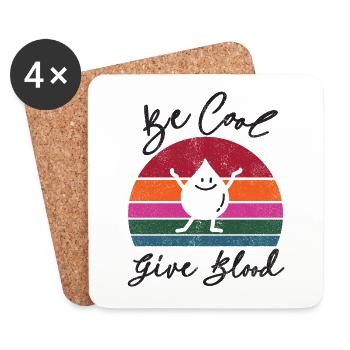 Sois cool, donne du sang! Avec Retro Sunset - Dessous de verre (lot de 4) - blanc - Devant