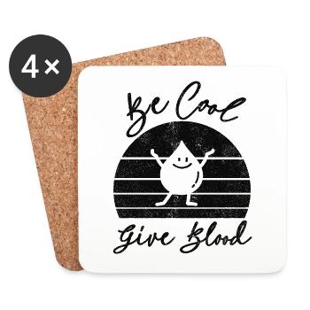 Sois cool, donne du sang! Avec Retro Sunset - Dessous de verre (lot de 4) - blanc - Devant