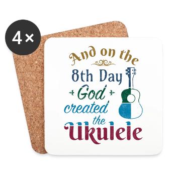 And on the 8th day God created the Ukulele - Coasters (set of 4) - white - Front