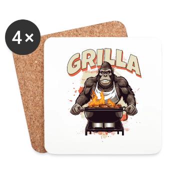 Griller Grilla Griller Gorilla BBQ Dire drôle - Dessous de verre (lot de 4) - blanc - Devant
