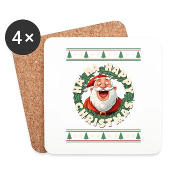 Drôle Le Père Noël rit à Noël Drôle - Dessous de verre (lot de 4) - blanc - Devant