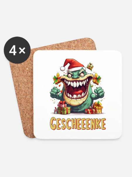 Weihnachten Geschenke Monster Lustig Humor Ugly - Untersetzer (4er-Set) - Weiß