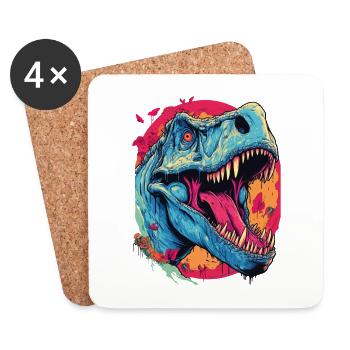 T-Rex Dinosaurier Dino Tyrannosaurus Rex Vintage - Untersetzer (4er-Set) - Weiß - Vorne