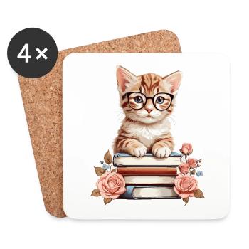 Clever Baby Cat - Coasters (set of 4) - white - Front
