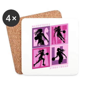 Basketball Frau Basketballerin Basketballspielerin - Untersetzer (4er-Set) - Weiß - Vorne