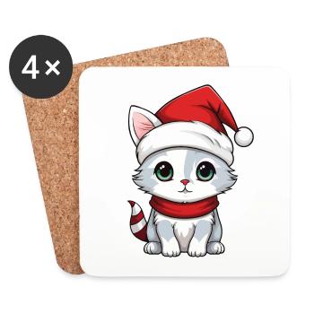 Cat Christmas Christmas Cat Cute Merry Catmas - Coasters (set of 4) - white - Front