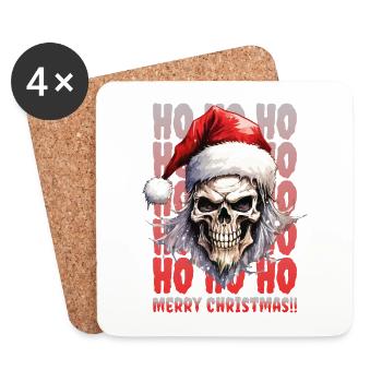 Christmas Skull Skull Horror Creepy - Coasters (set of 4) - white - Front