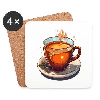 Illustration einer Tasse Tee - Untersetzer (4er-Set) - Weiß - Vorne