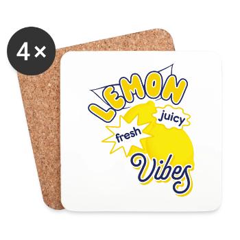 Lemon Lemon Vibes Fresh Juicy Summer Sun - Coasters (set of 4) - white - Front