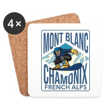 Chamonix Mont Blanc Snowboarden 3 - Untersetzer (4er-Set) - Weiß - Vorne