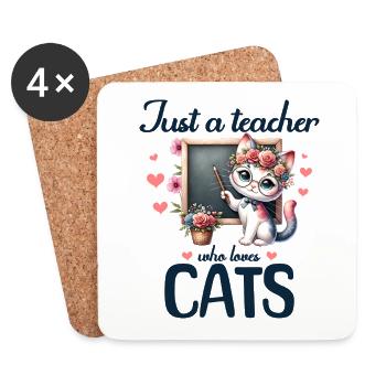 Enseignante Qui Adore Les Chats - Dessous de verre (lot de 4) - blanc - Devant