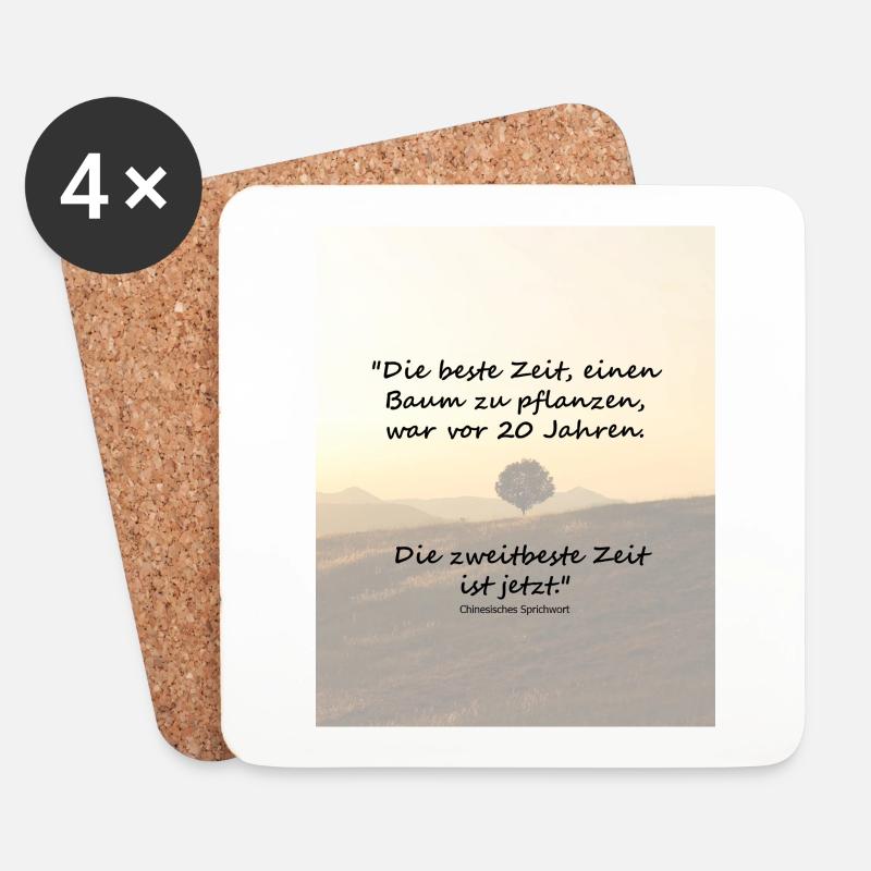 Der beste Zeitpunkt - Untersetzer (4er-Set) - Weiß
