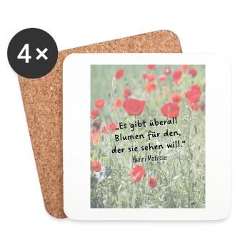 Überall Blumen - Untersetzer (4er-Set) - Weiß - Vorne