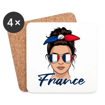 French Girl Woman Flag France - Coasters (set of 4) - white - Front
