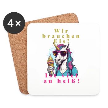 Einhorn Eis vs. Hitze - Coasters (set of 4) - white - Front