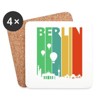 Vintage Retro Berlin.Germany. Cityscape. Skyline. - Coasters (set of 4) - white - Front