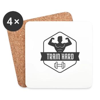 Train Hard - Fitness Gym Motif - Coasters (set of 4) - white - Front