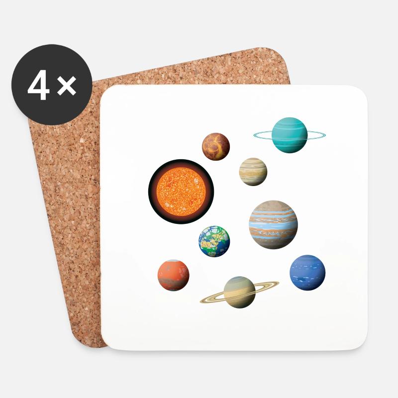 Space Solar System Universe Planet - Coasters (set of 4) - white