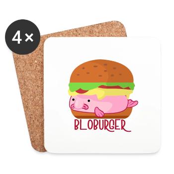 Rosa Blobfisch als Burger - Untersetzer (4er-Set) - Weiß - Vorne