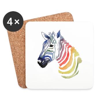 Buntes Zebra - Untersetzer (4er-Set) - Weiß - Vorne