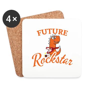 Future Dino Rock Star Kinder TRex Geschenkidee - Untersetzer (4er-Set) - Weiß - Vorne