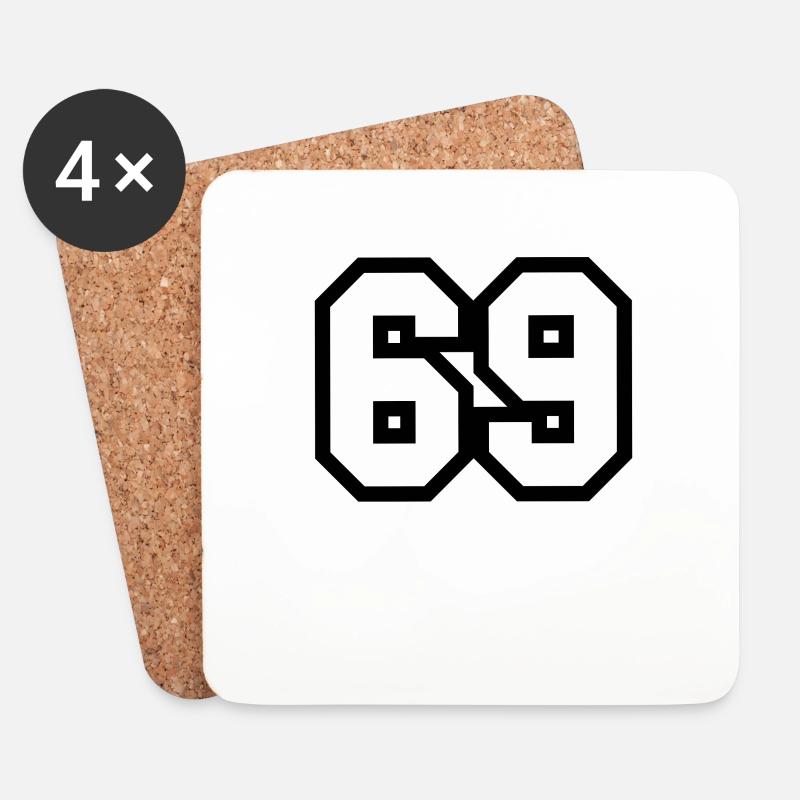 69 Zahl - Untersetzer (4er-Set) - Weiß