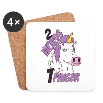 2 mots 1 doigt cheval - Licorne Baisez-vous - Dessous de verre (lot de 4) - blanc - Devant