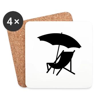 Chair with parasol - Coasters (set of 4) - white - Front