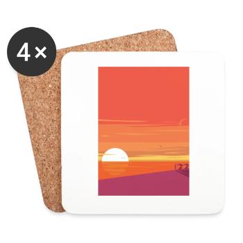 Sonnenuntergang am Meer - Untersetzer (4er-Set) - Weiß - Vorne
