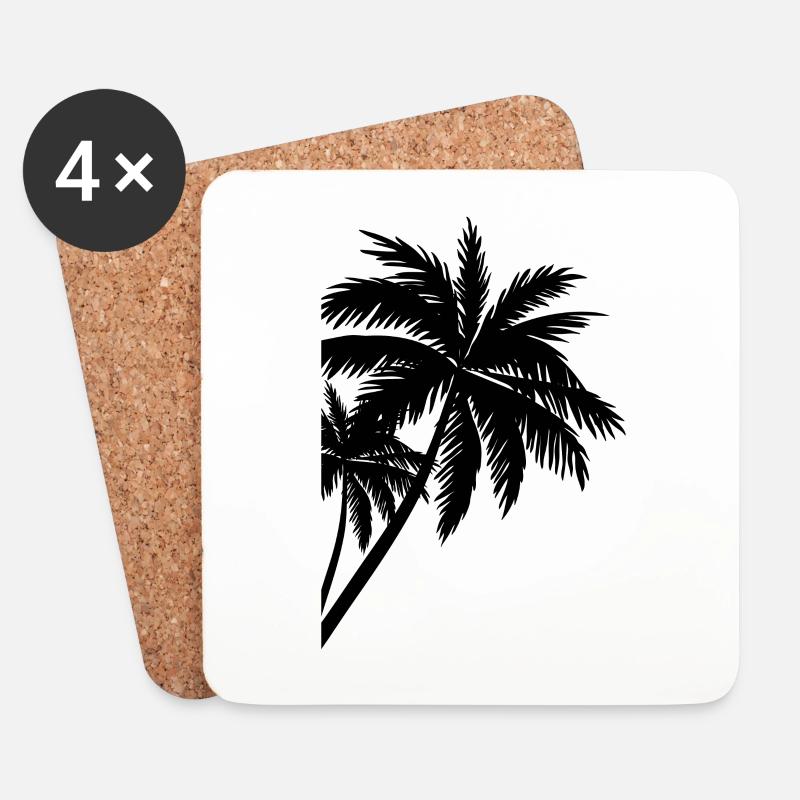 Palme Palm - Untersetzer (4er-Set) - Weiß