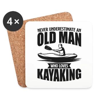 Never Understimate An Old Man Who Loves Kayaking - Dessous de verre (lot de 4) - blanc - Devant