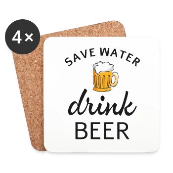 Save water drink beer - Coasters (set of 4) - white - Front