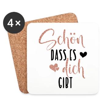 Schön dass es dich gibt - Untersetzer (4er-Set) - Weiß - Vorne